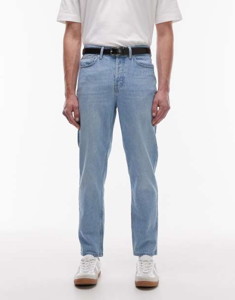 Topman rigid taper jean in light wash blue - view 1