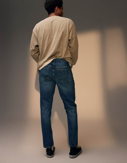 Topman rigid taper jeans in mid wash blue, 3 of 5