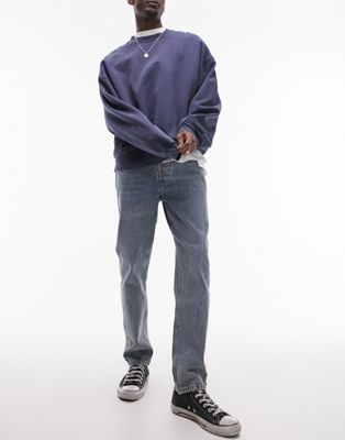 Topman rigid taper jeans in vintage tint mid wash