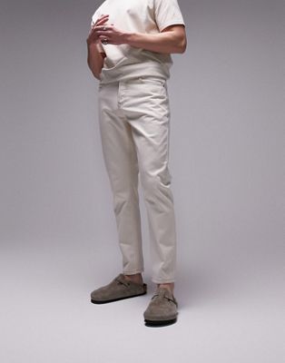 Topman rigid tapered jeans in ecru