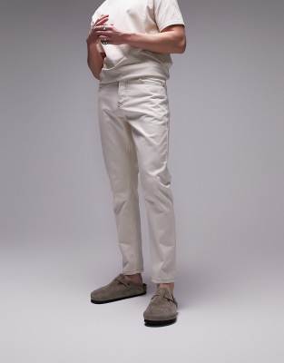 Topman rigid tapered jeans in ecru