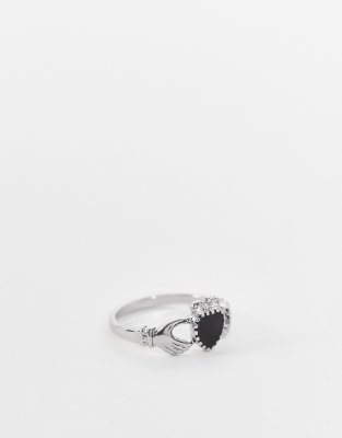 Topman ring with hand & heart detail in silver - ASOS Price Checker