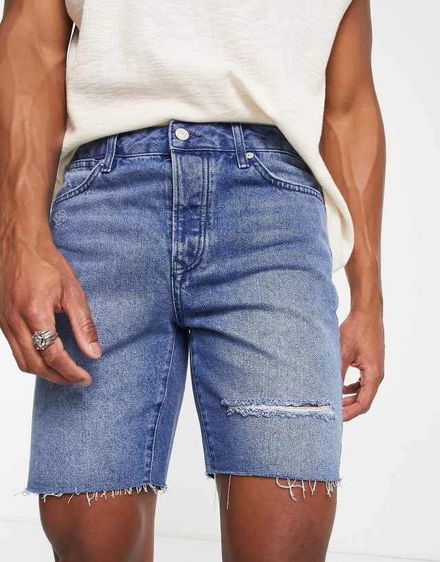 Topman rip straight short in mid wash