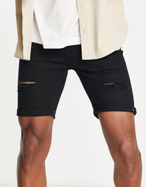 Mens black 2025 skinny shorts