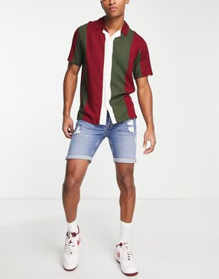 Topman ripped stretch skinny shorts in mid wash