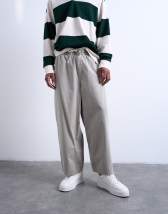 Topman ripstop barrel trousers in stone