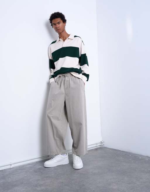 Topman ripstop barrel trousers in stone, 5 of 5