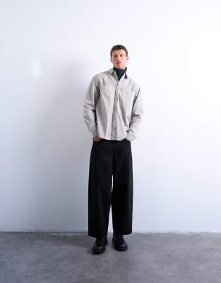 Topman Regular Fit Ripstop Overshirt In Gray