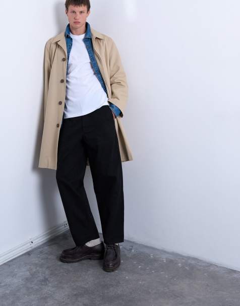 Topman ripstop taper leg pants with seam detail in black - view 1