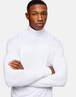 White Turtleneck Full Sleeve T-shirt