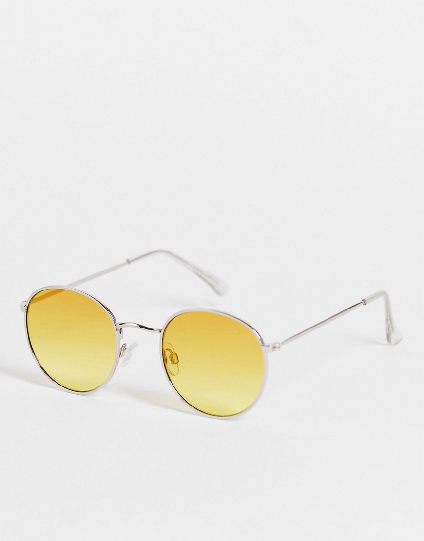 Topman - Ronde metalen zonnebril in goud