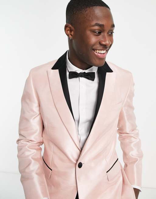Topman – Rosa enkelknäppt kavaj med smal passform