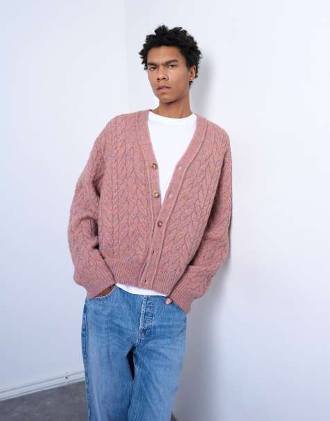 Topman - Rosa kabelstrikket cardigan - view 1