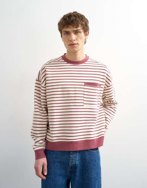Topman – Rosarandig sweatshirt med boxig passform - view 1