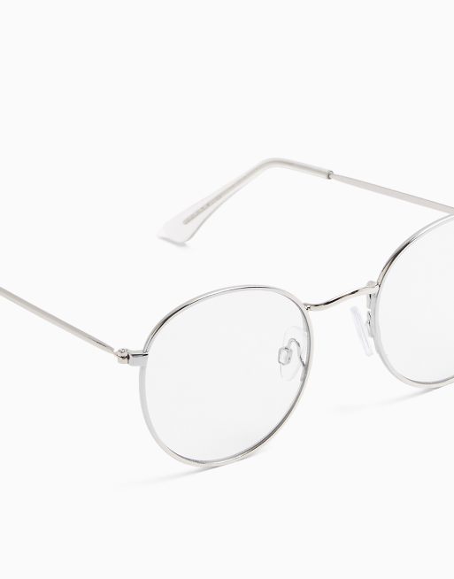 Topman round reader glasses in silver, 3 of 3