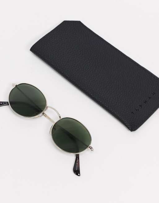Topman round sunglasses in gold