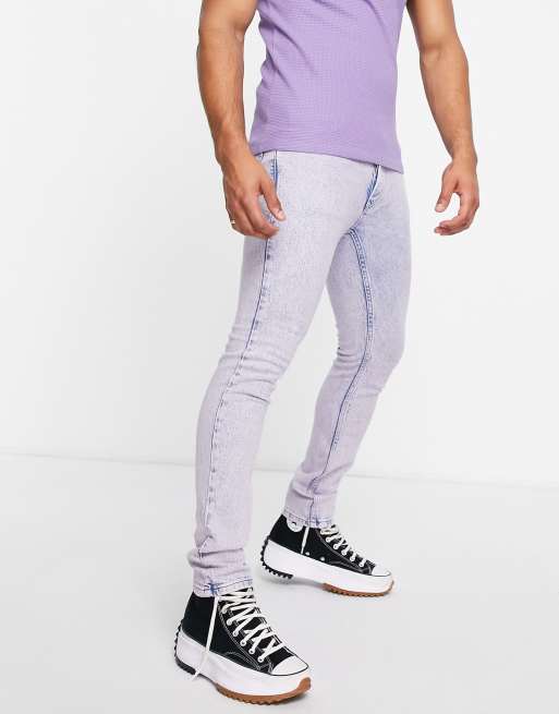 Topman – Różowe jeansy ze stretchem o obcisłym kroju z efektem barwienia 