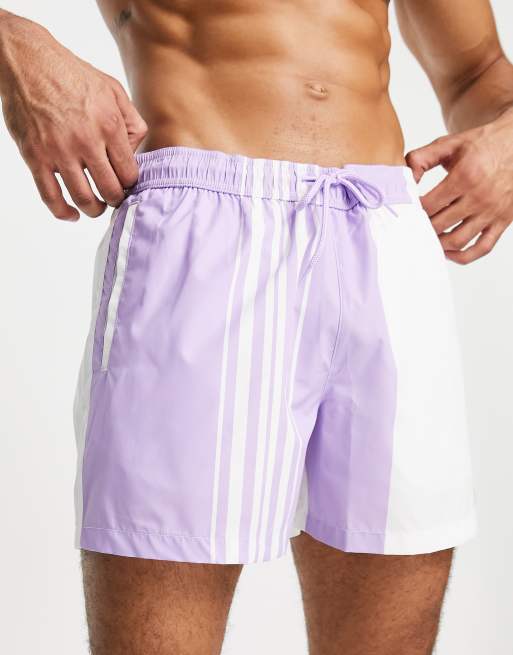 Topman – Różowe szorty kąpielowe z abstrakcyjnym wzorem w paski
