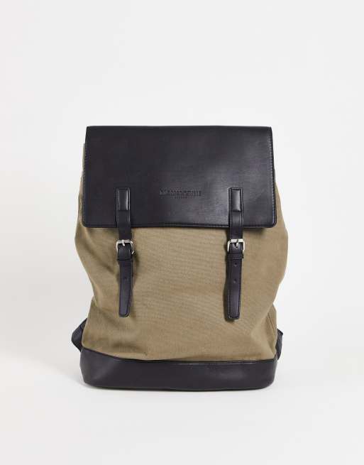 Topman - Rugzak van canvas en PU in stone