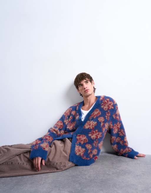 Topman - Ruimvallend gebreid vest met bloemenprint in paars, 3 van 5