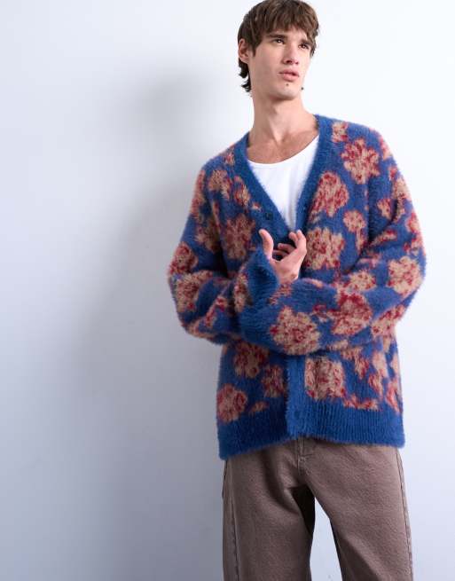 Topman - Ruimvallend gebreid vest met bloemenprint in paars, 5 van 5