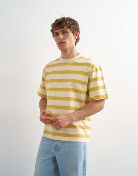 Topman - Ruimvallend gestreept T-shirt in geel - view 1