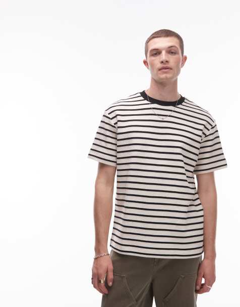 Topman - Ruimvallend gestreept T-shirt in wit - view 1