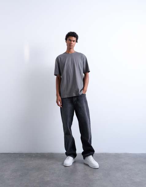 Topman - Ruimvallend T-shirt in antracietgrijs - view 1