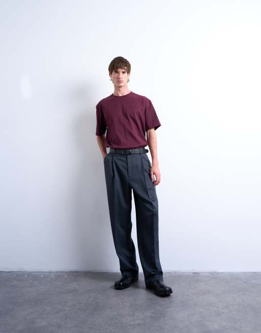 Topman - Ruimvallend T-shirt in bordeauxrood, 2 van 5