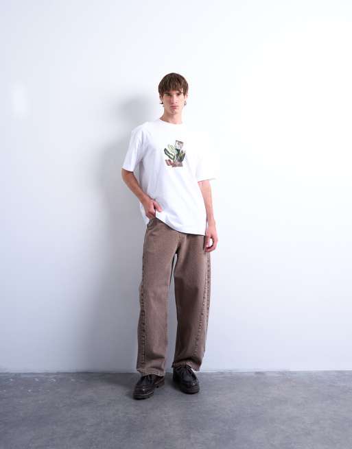 Topman - Ruimvallend T-shirt met bloemenprint voor en achter in wit, 2 van 5