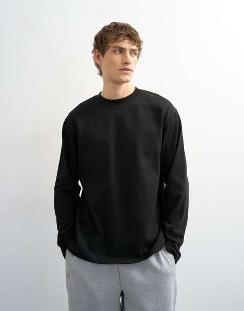 Topman - Ruimvallend T-shirt met lange mouwen in zwart - view 1