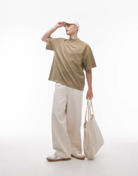 Topman - Ruimvallend T-shirt met verlaagde schouders in groen met wassing - view 1