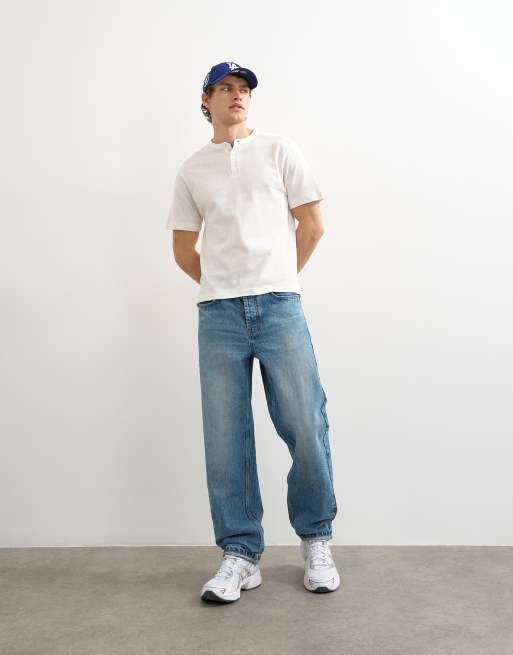 Topman - Ruimvallend T-shirt van linnenmix in ecru, 2 van 5