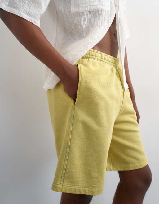Topman - Ruimvallende bermuda joggingshort in geel met wassing, 3 van 5