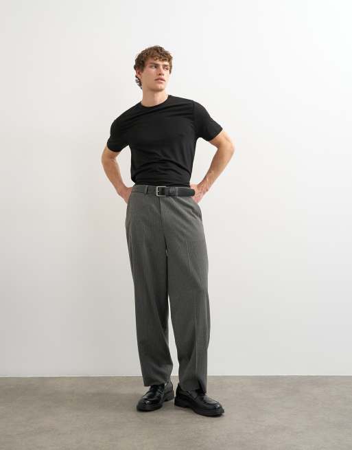 Topman - Ruimvallend double-breasted pak met krijtstreep in antracietgrijs, 3 van 3