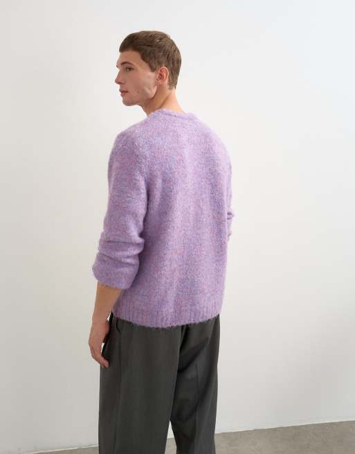 Topman ruimvallende losgebreide trui in lila, 5 van 5