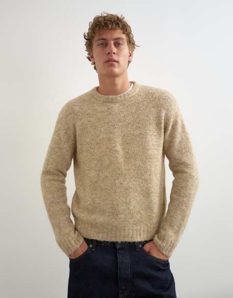 Topman ruimvallende losgebreide trui in stone - view 1