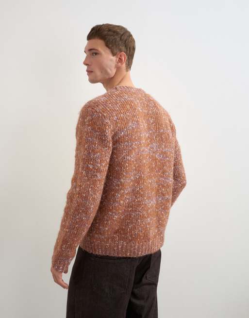 Topman ruimvallende trui met structuur en ronde hals in mauve, 2 van 5