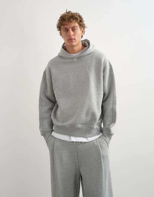 Topman ruimvallende zware hoodie in gemêleerd grijs, 3 van 5