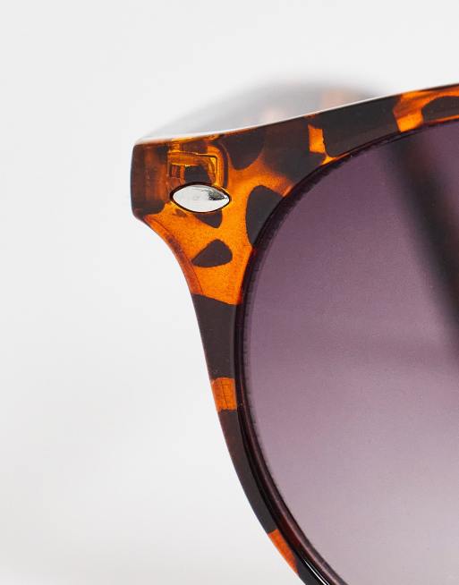 Topman – Runde Sonnenbrille in Schildpatt-Optik mit Brauensteg und blauen Gräsern, 4 von 4