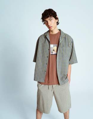 Topman – Rutig, strukturerad skjorta med boxig passform och korta ärmar - view 1
