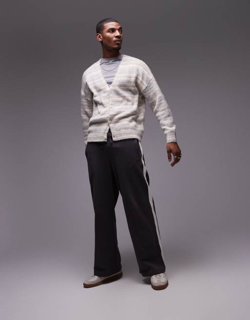 Topman - Salviegrøn og cremefarvet oversized cardigan med abstrakt mønster, 4 af 4