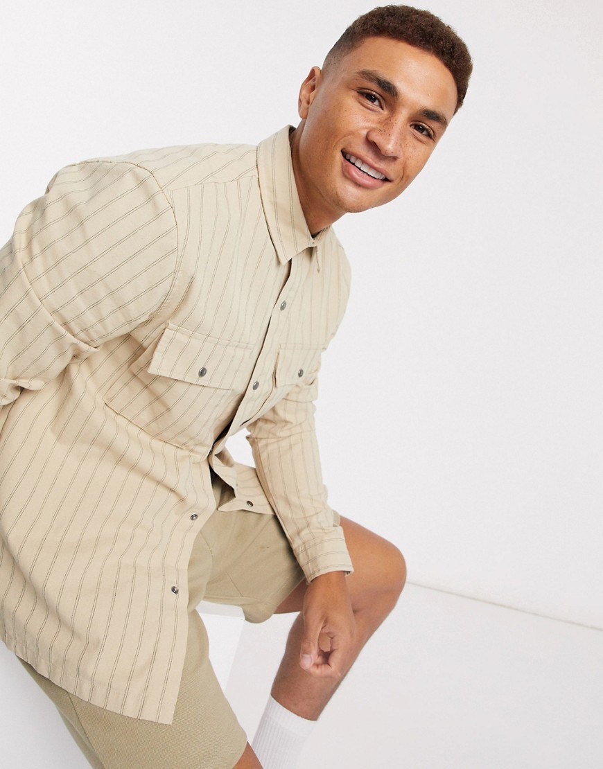 Topman – Sandfärgad overshirt med lång ärm