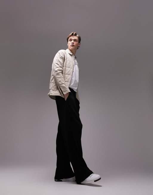 Topman – Sandfärgad, quiltad, långärmad overshirt i manchester och regular fit, 3 av 4
