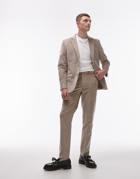 Topman – Sandfärgade smala kostymbyxor i manchester - view 1