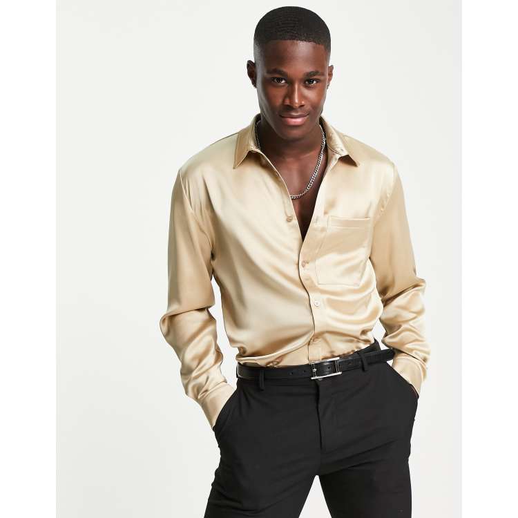 Gold sales silk shirt