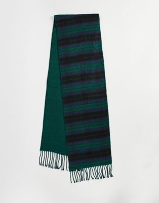 Topman scarf in polyester blend in black watch check - NAVY