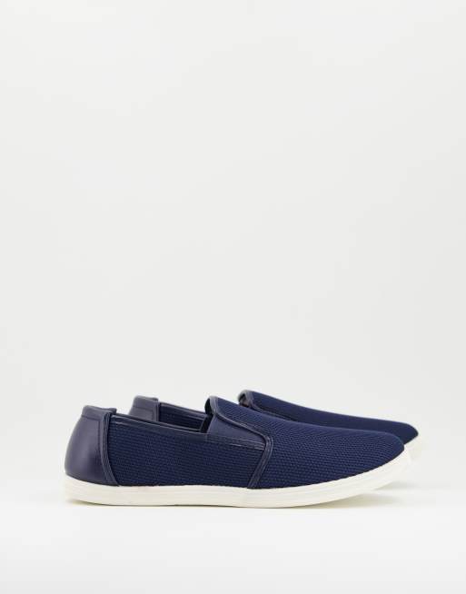 Topman - Scarpe da ginnastica di tela in tessuto a rete blu navy