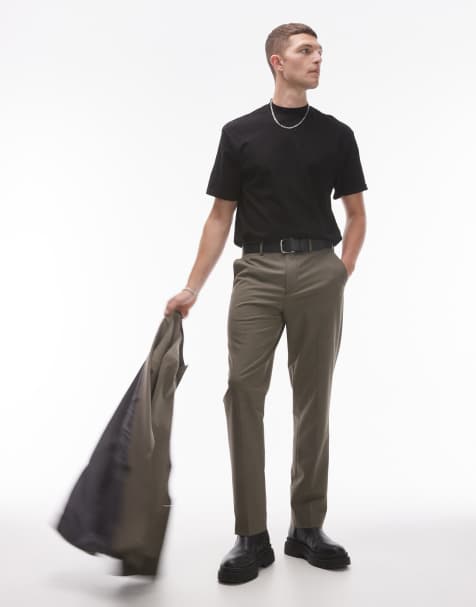 Topman – Schmal geschnittene Anzughose in Khaki - view 1