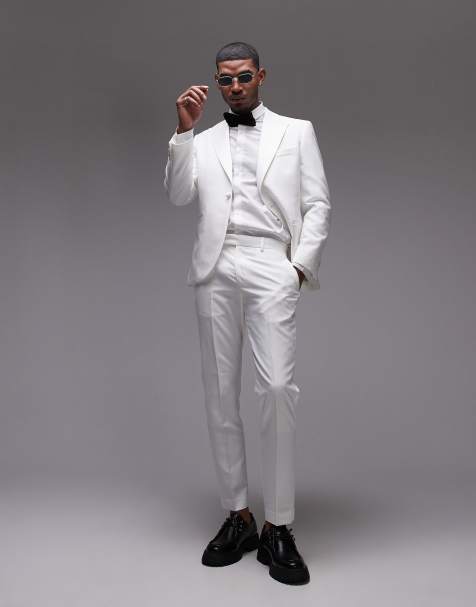 Topman – Schmal geschnittene Smoking-Hose in Weiß - view 1